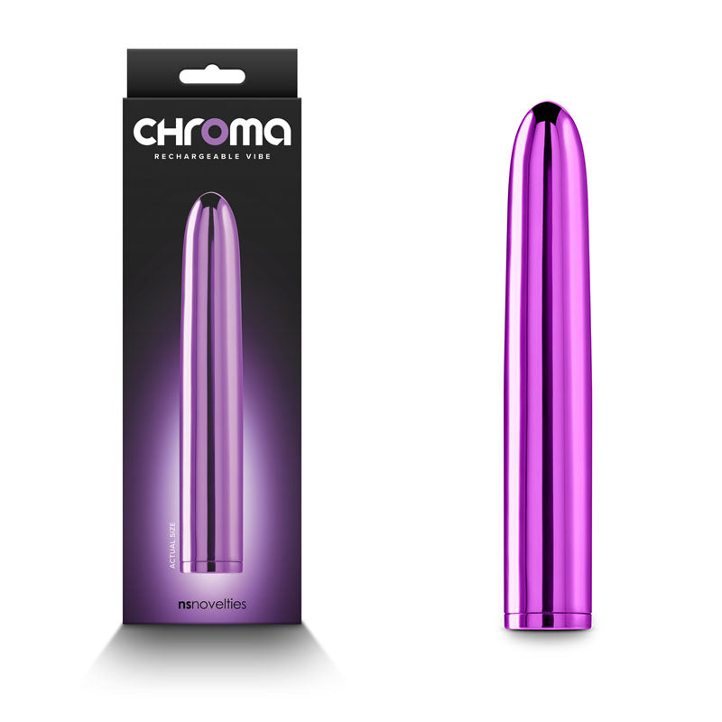 Chroma - Purple - Metallic Purple 17 cm USB Rechargeable Vibrator - Naughty by Nature Adult Store
