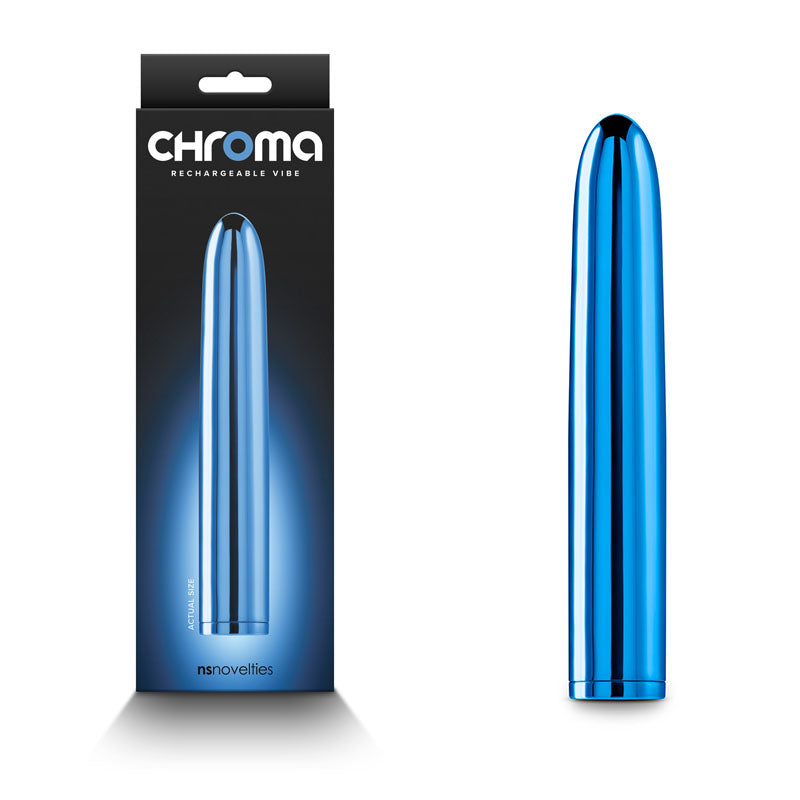 Chroma - Blue - Metallic Blue 17 cm USB Rechargeable Vibrator - Naughty by Nature Adult Store