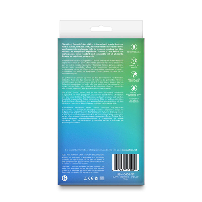 Colours Curve - Vibrating 6'' Dildo - Vibrating with Wireless Remote