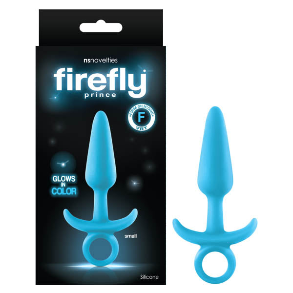 Firefly Prince - Glow-in-Dark Blue 10.9 cm Small Butt Plug with Ring Bull - Naughty by Nature Adult Store