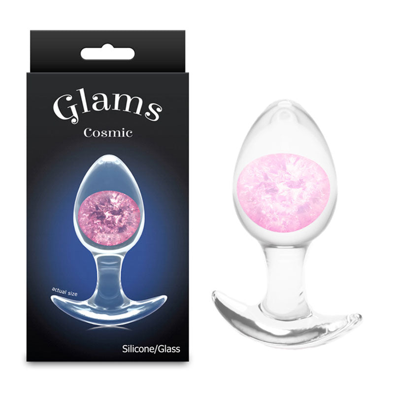 Glams Cosmic - Medium - Clear/Pink 9.5 cm Butt Plug