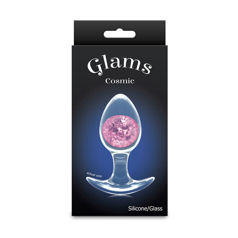 Glams Cosmic - Medium - Clear/Pink 9.5 cm Butt Plug