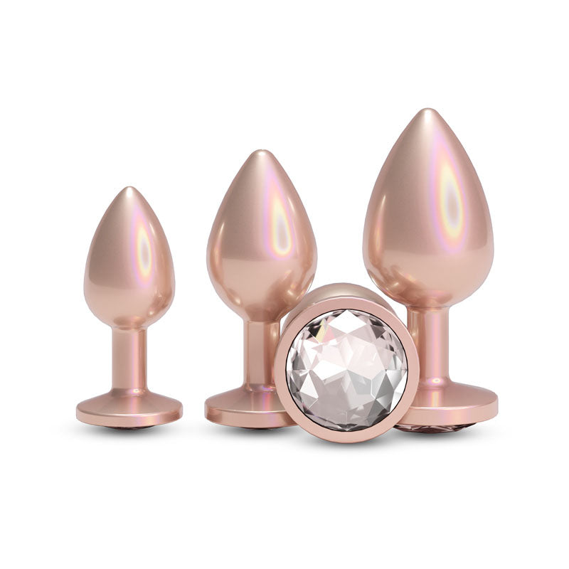 Rear Assets Trainer Kit - Iridescent Champagne Metallic Butt Plugs - Set of 3 Sizes