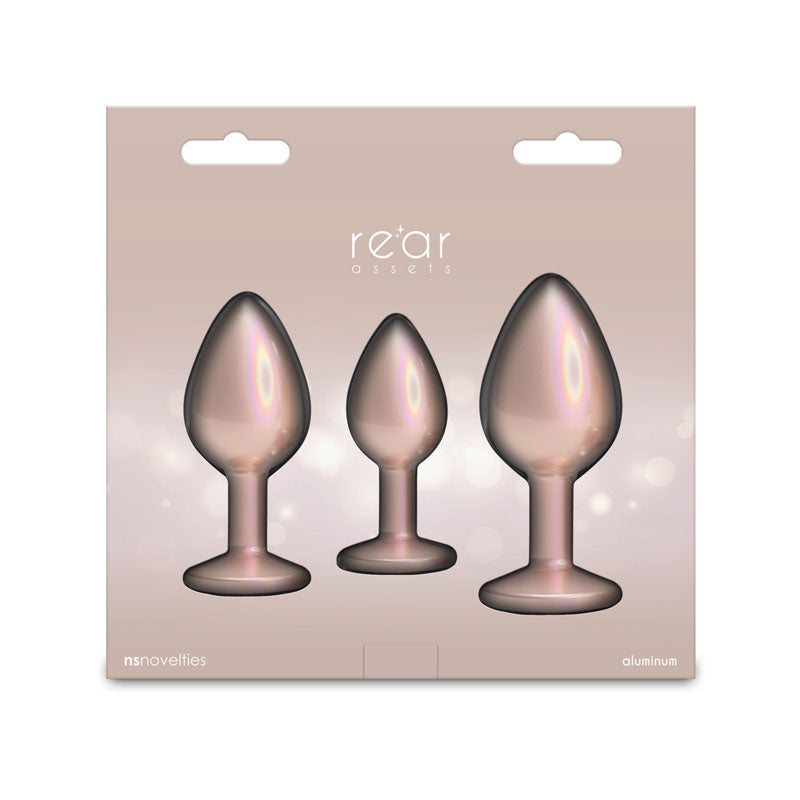 Rear Assets Trainer Kit - Iridescent Champagne Metallic Butt Plugs - Set of 3 Sizes