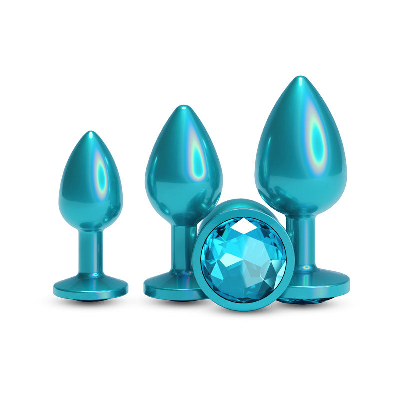 Rear Assets Trainer Kit - Iridescent Teal Metallic Butt Plugs - Set of 3 Sizes