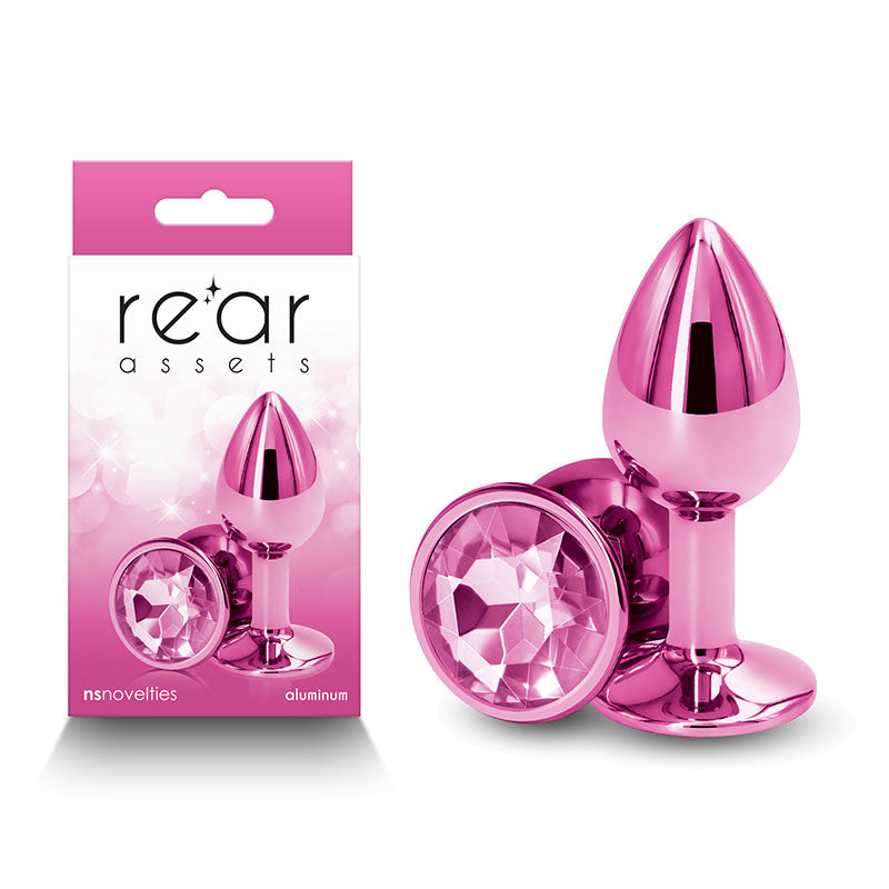 Rear Assets - Small Metal Butt Plug with Pink Round Gem Base - Naughty by Nature Adult Store