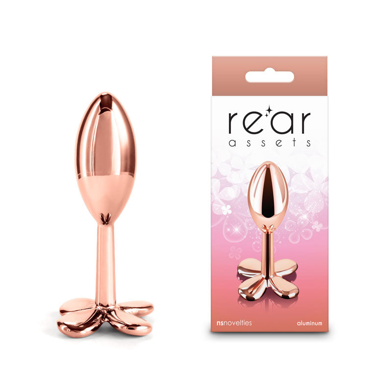 Rear Assets Clover - Rose Gold - Rose Gold 9.2 cm Metallic Butt Plug - Naughty by Nature Adult Store
