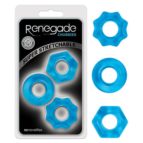 Renegade Chubbies Blue Cock Rings - Set of 3 - Naughty by Nature Adult Store