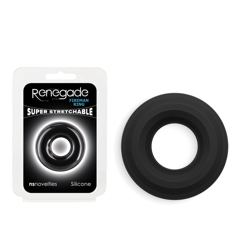 Renegade Fireman Ring - Small - Black - Black Small Cock Ring - Naughty by Nature Adult Store