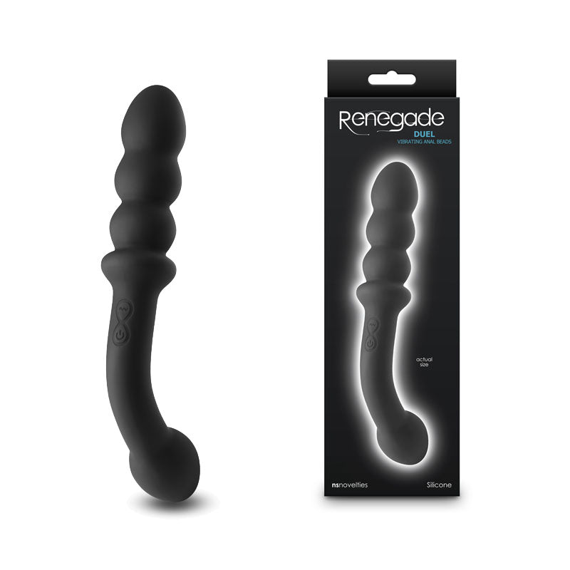 Renegade Duel - Black - Black 21.4 cm USB Rechargeable Vibrating Double Ended Anal Wand - Naughty by Nature Adult Store