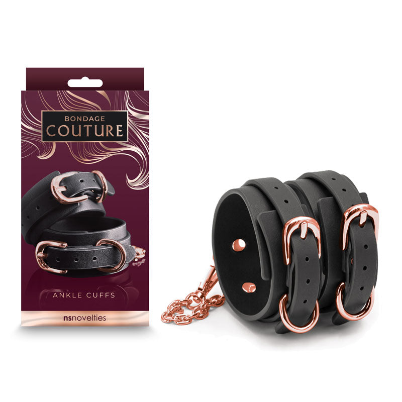 Bondage Couture Ankle Cuffs - Black - Black Restraints - Naughty by Nature Adult Store