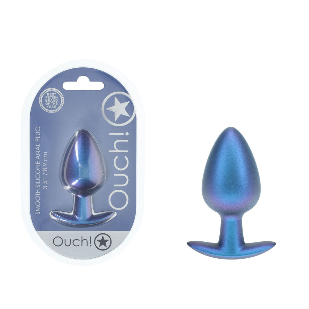 OUCH! Anal Plug - Large - Metallic Blue - Naughty by Nature Adult Store