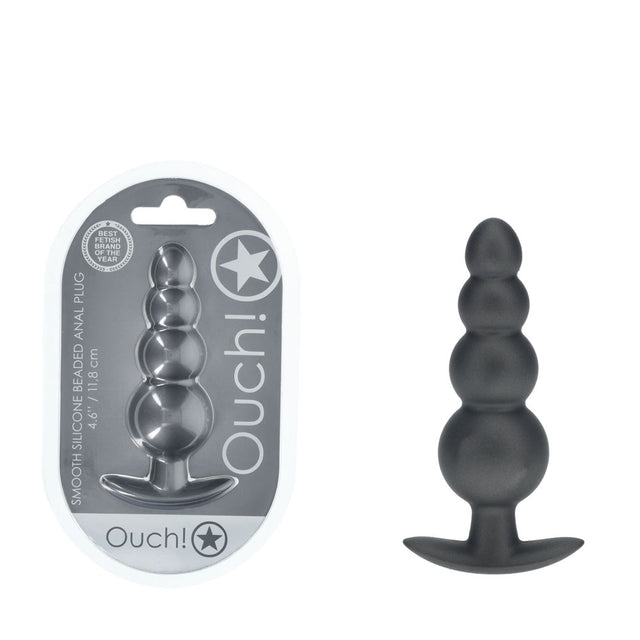 OUCH! Beaded Anal Plug - Gun Metal - Naughty by Nature Adult Store