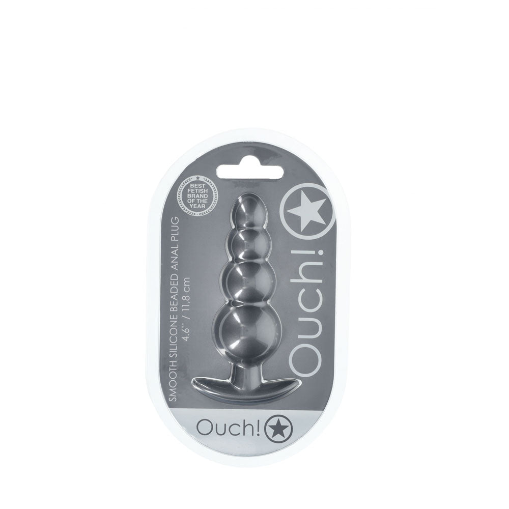 OUCH! Beaded Anal Plug - Gun Metal - Naughty by Nature Adult Store