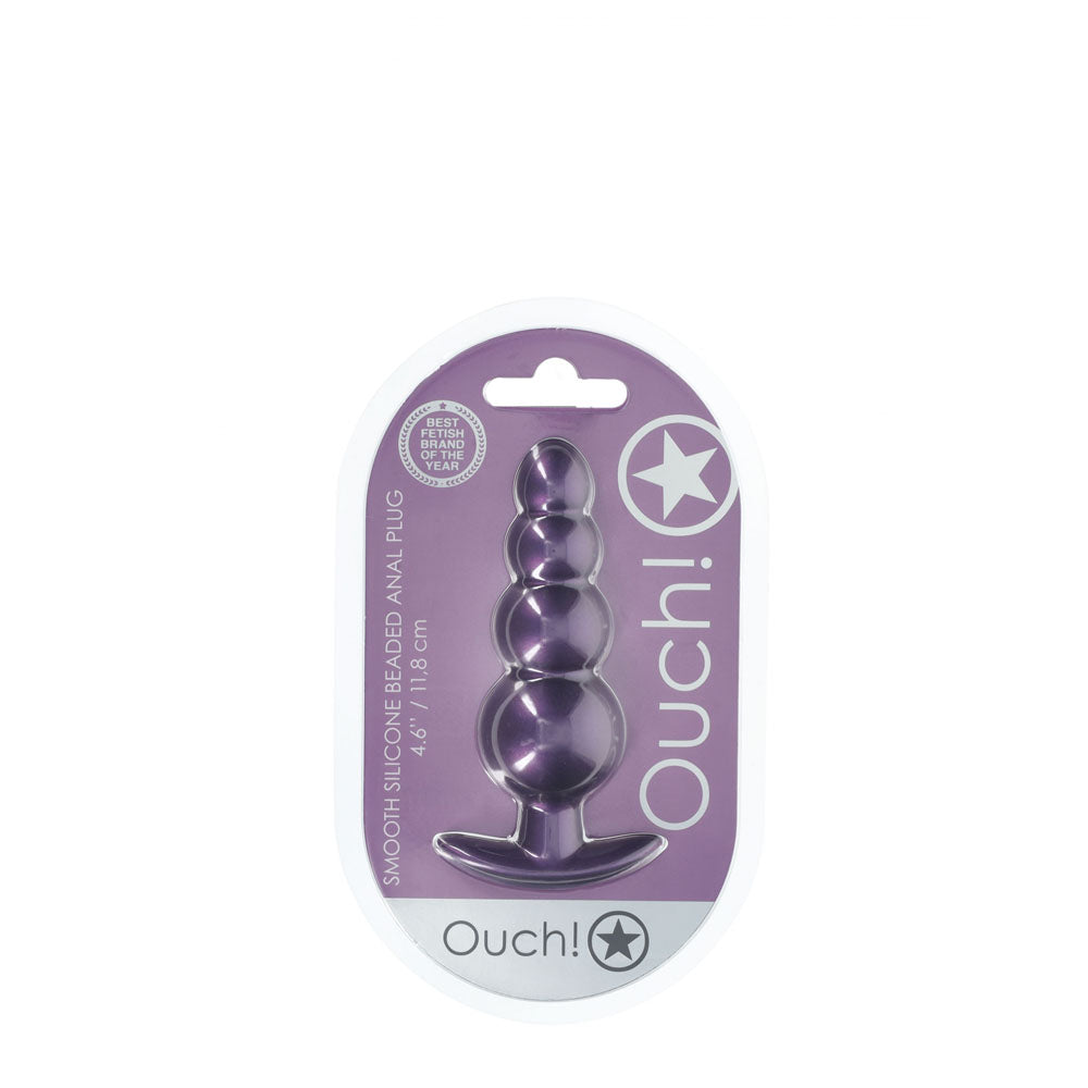 OUCH! Beaded Anal Plug - Metallic Purple - Naughty by Nature Adult Store