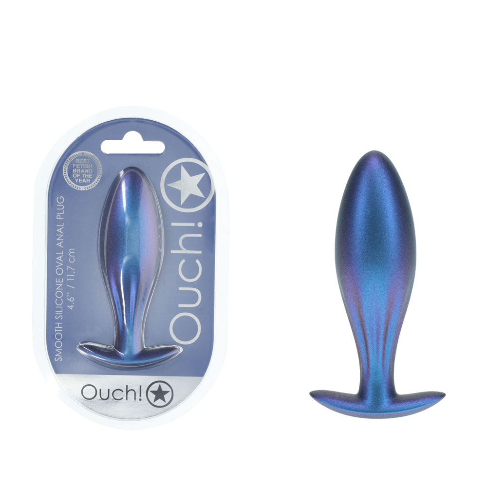 OUCH! Oval Anal Plug - Metallic Blue - Naughty by Nature Adult Store