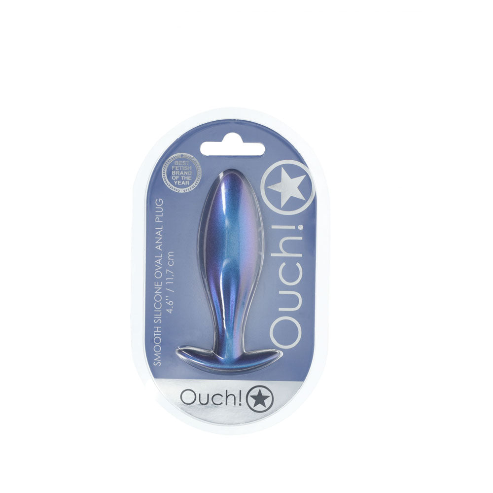 OUCH! Oval Anal Plug - Metallic Blue - Naughty by Nature Adult Store