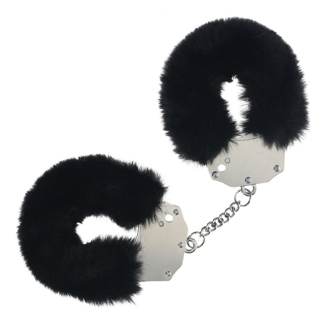 OUCH! Heavy-Duty Fluffy Cuffs - Black - Naughty by Nature Adult Store