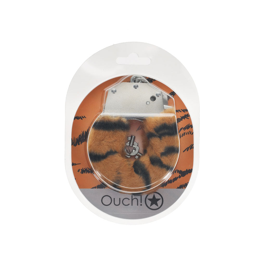 OUCH! Heavy-Duty Fluffy Cuffs - Tiger - Naughty by Nature Adult Store