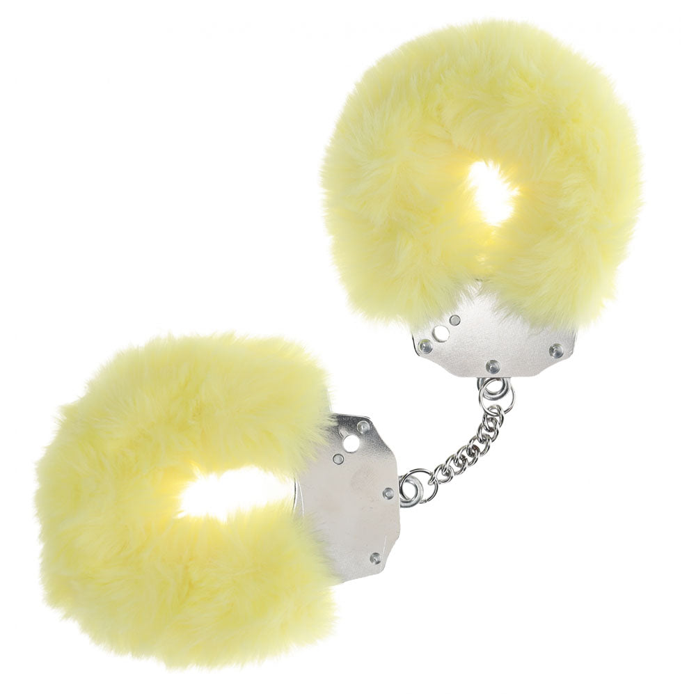 OUCH! Heavy-Duty Fluffy Cuffs - Yellow - Naughty by Nature Adult Store