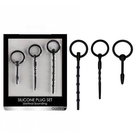 OUCH! Urethral Sounding Plug Set - Black - Set of 3 Sizes - Naughty by Nature Adult Store