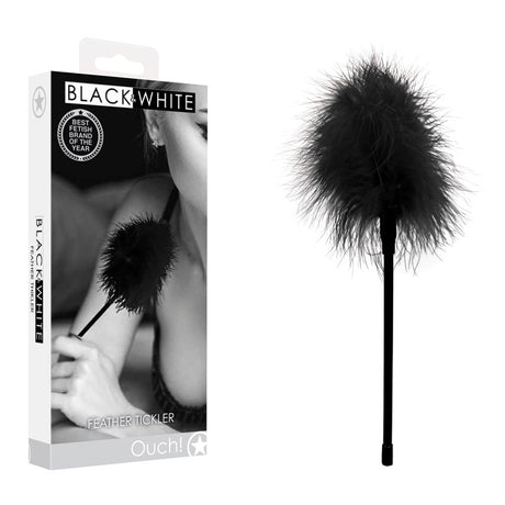 OUCH! Black & White Feather Tickler - Black - Naughty by Nature Adult Store