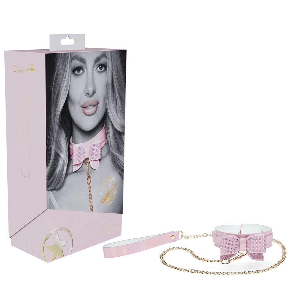 OUCH! Paris Collection - Collar with Leash - Pink Restraint - Naughty by Nature Adult Store