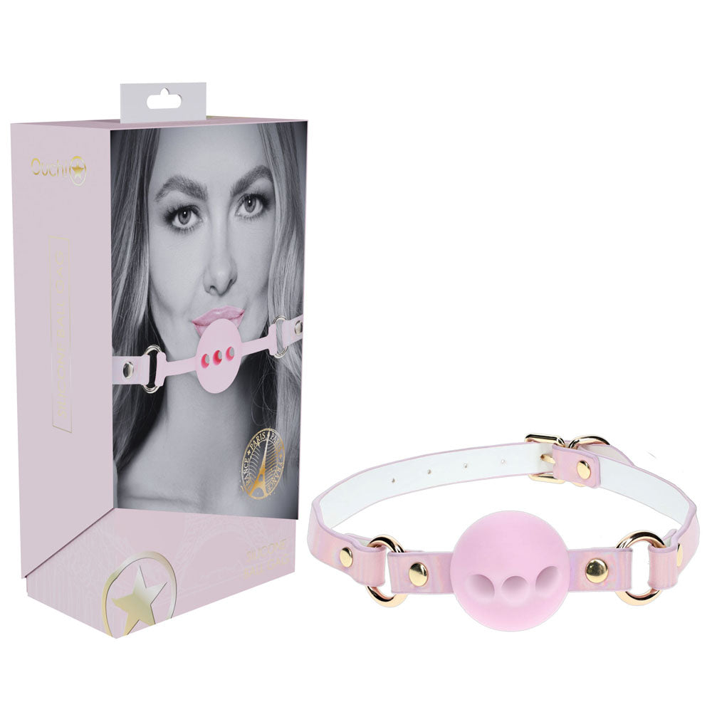 OUCH! Paris Collection - Silicone Ball Gag - Pink Breatheable Mouth Restraint - Naughty by Nature Adult Store