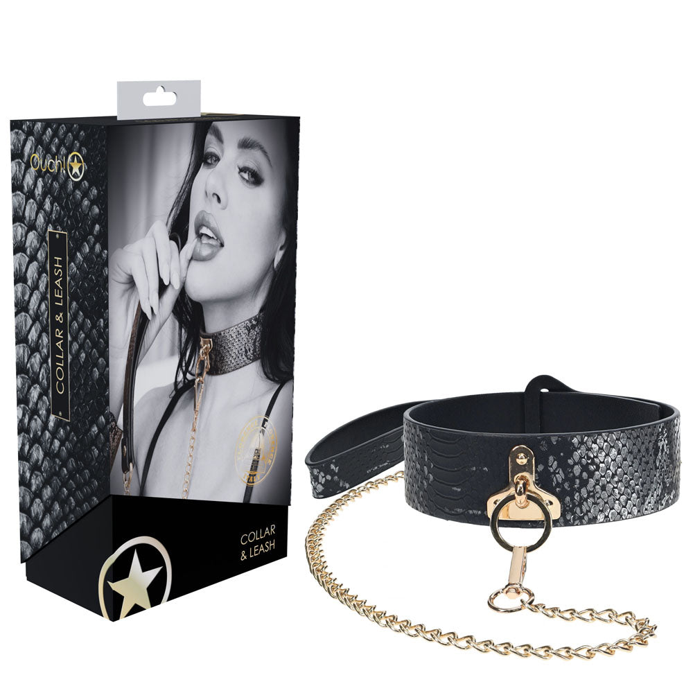 OUCH! Florence Collection - Collar with Leash - Black Restraint - Naughty by Nature Adult Store