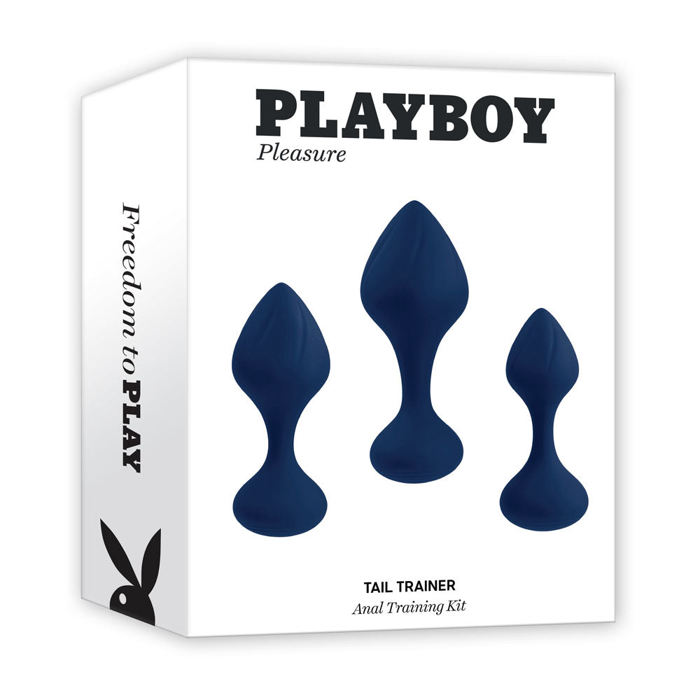Playboy Pleasure TAIL TRAINER - Black Butt Plugs - Set of 3 Sizes - Naughty by Nature Adult Store