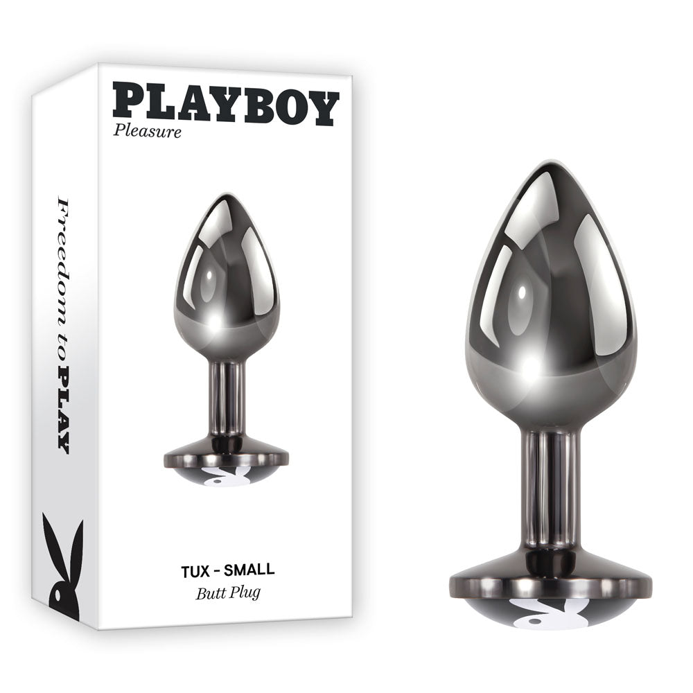 Playboy Pleasure TUX - Small - Metal 7.4 cm Small Butt Plug - Naughty by Nature Adult Store