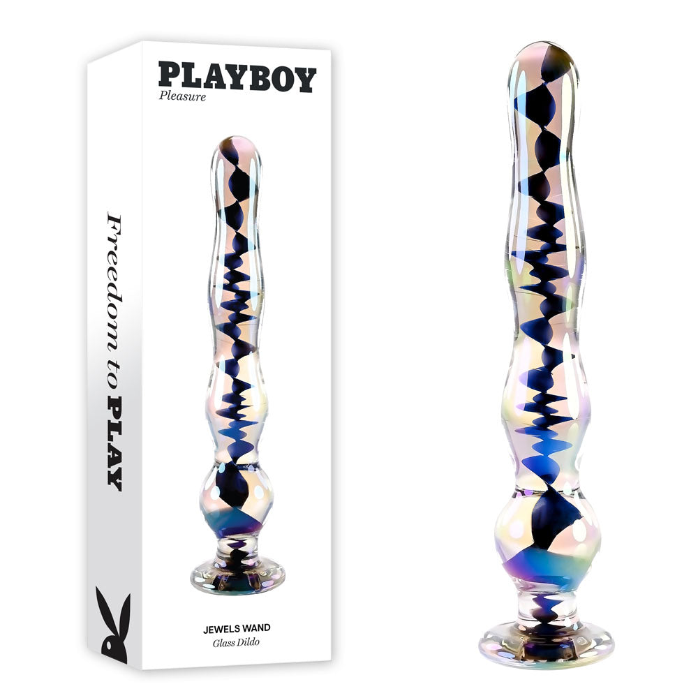 Playboy Pleasure JEWELS WAND - Clear Glass 20.3 cm Dildo - Naughty by Nature Adult Store