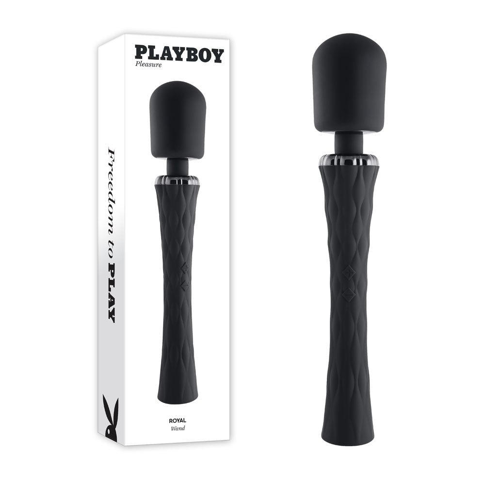 Playboy Pleasure ROYAL - Black 29.2 cm USB Rechargeable Massage Wand - Naughty by Nature Adult Store