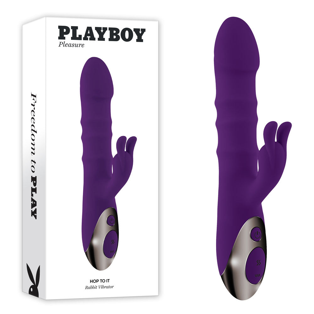 Playboy Pleasure HOP TO IT - Purple 23.5 cm USB Rechargeable Rabbit Vibrator - Naughty by Nature Adult Store