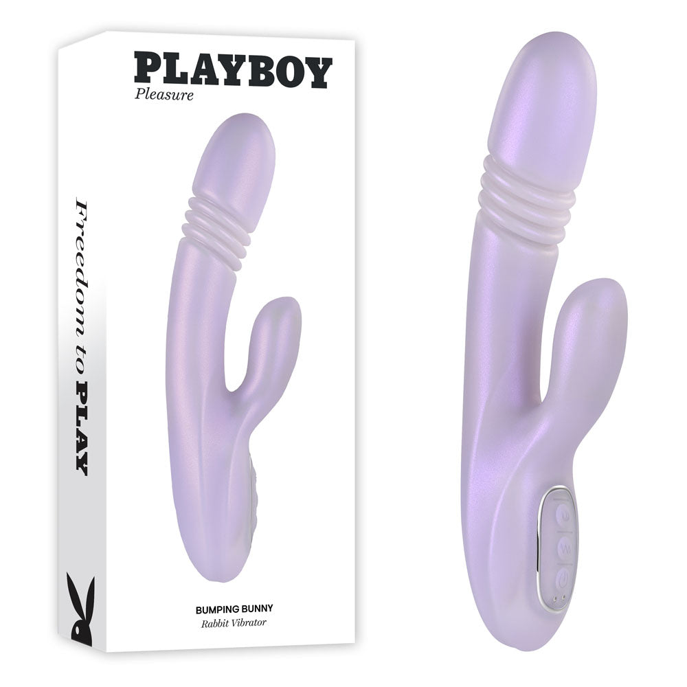 Playboy Pleasure BUMPING BUNNY - Opal 22.9 cm USB Rechargeable Thrusting & Warming Rabbit Vibrator - Naughty by Nature Adult Store