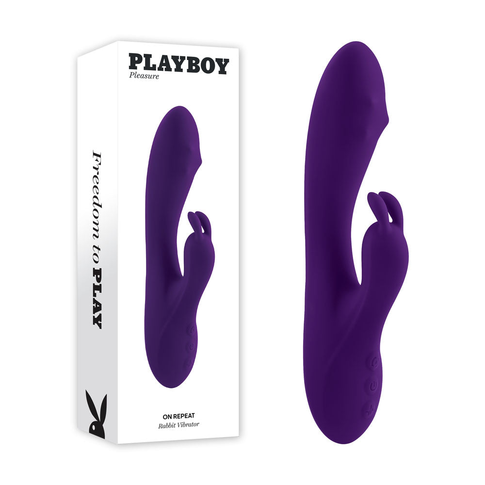 Playboy Pleasure ON REPEAT - Purple 19.7 cm USB Rechargeable Rabbit Vibrator - Naughty by Nature Adult Store
