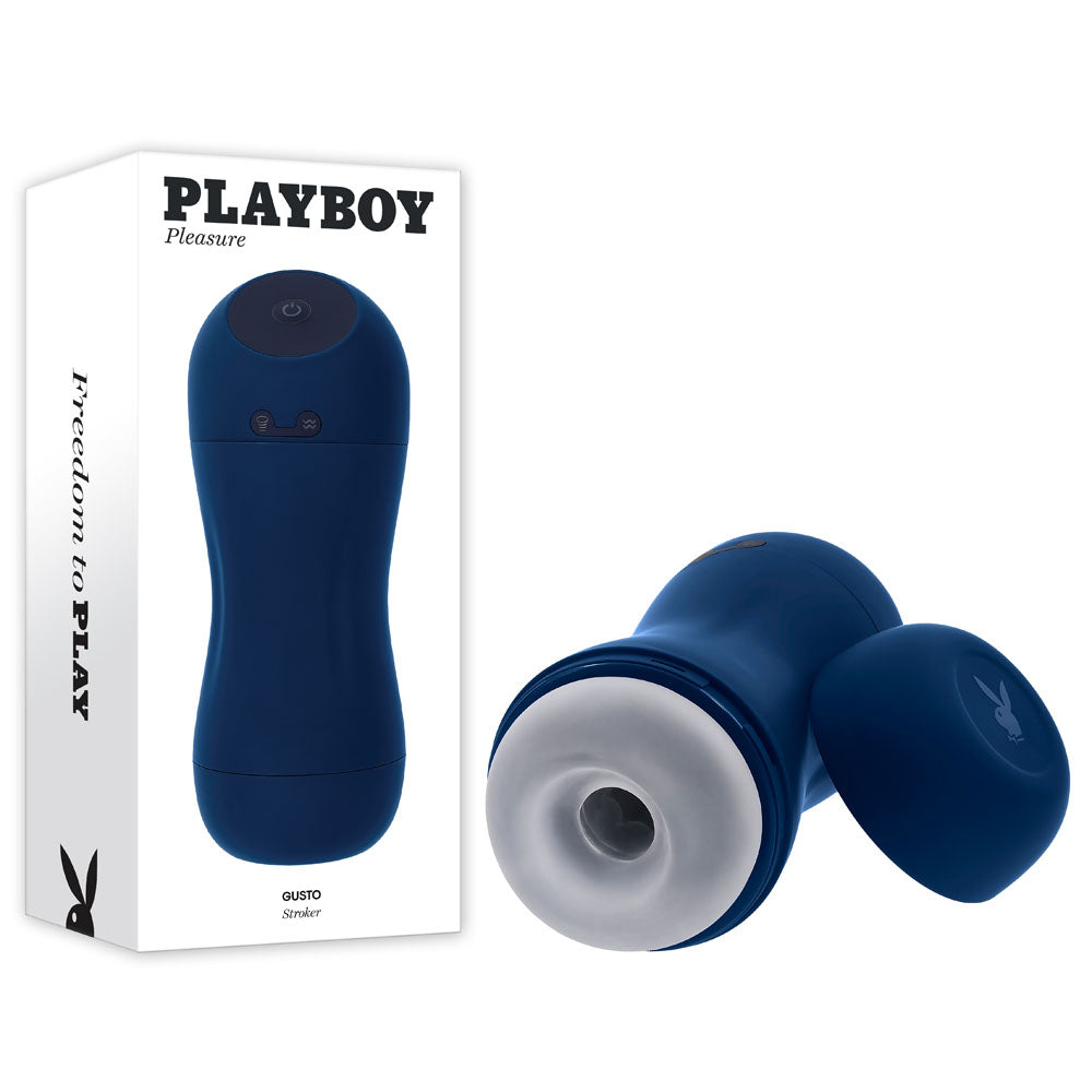 Playboy Pleasure GUSTO - USB Rechargeable Vibrating & Sucking Masturbator - Naughty by Nature Adult Store