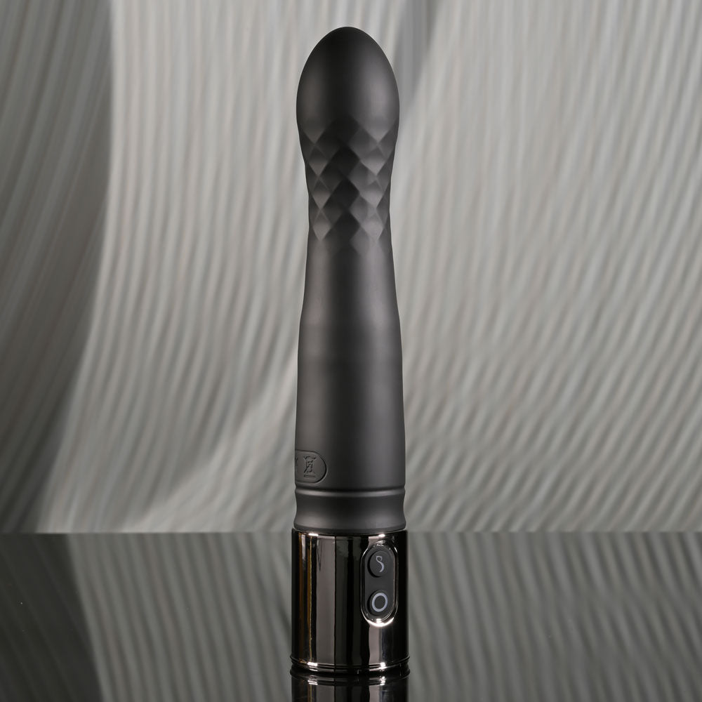 Playboy Pleasure PLEASURE ZONE - Black 21.4 cm Rechargeable Vibrator with USB Charging Dock - Naughty by Nature Adult Store