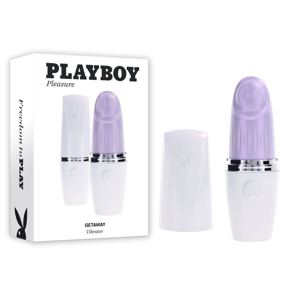 Playboy Pleasure GETAWAY - White/Purple 14.2 cm USB Rechargeable Tapping Stimulator - Naughty by Nature Adult Store