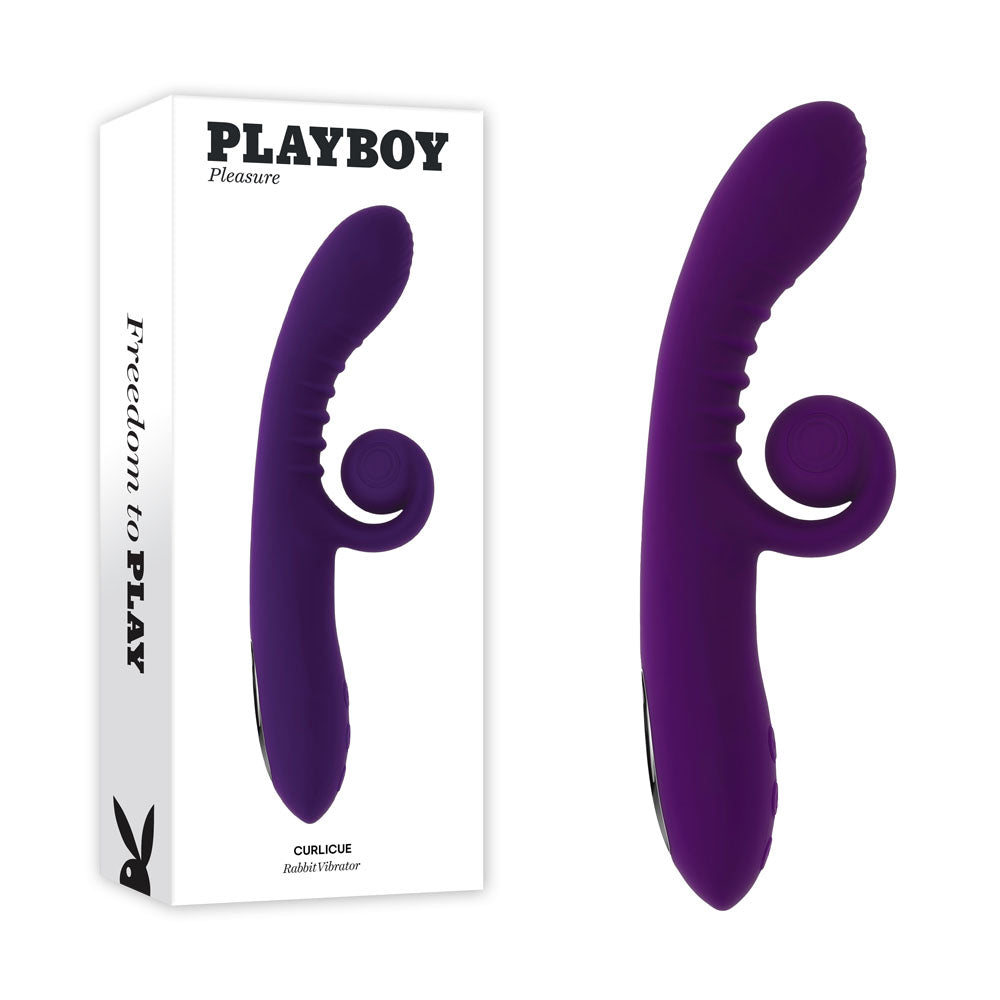 Playboy CURLICUE - Purple 23.5 cm USB Rechargeable Rabbit Vibrator - Naughty by Nature Adult Store