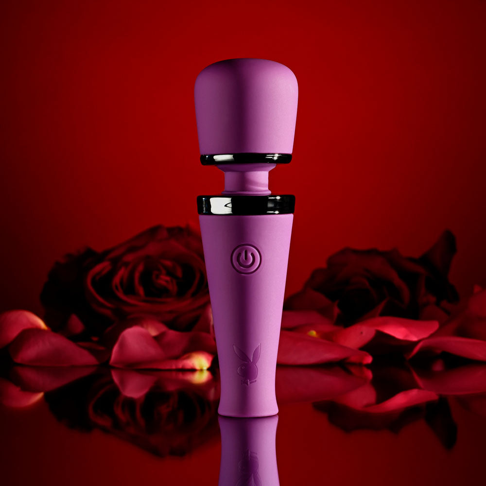 Playboy Pleasure MIC DROP - Purple 11.4 cm USB Rechargeable Vibrating Mini Massage Wand - Naughty by Nature Adult Store