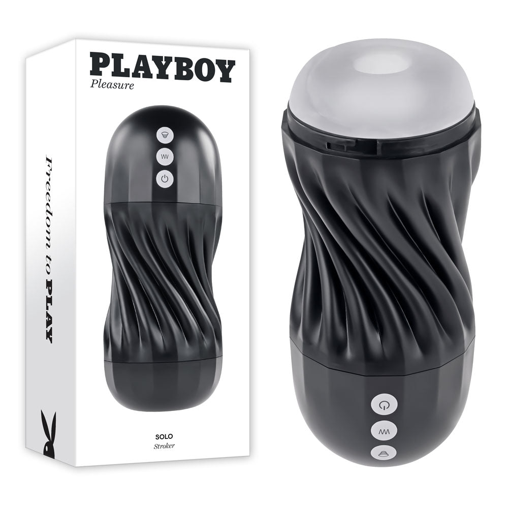 Playboy Pleasure SOLO - USB Rechargeable Vibrating and Sucking Stroker - Naughty by Nature Adult Store