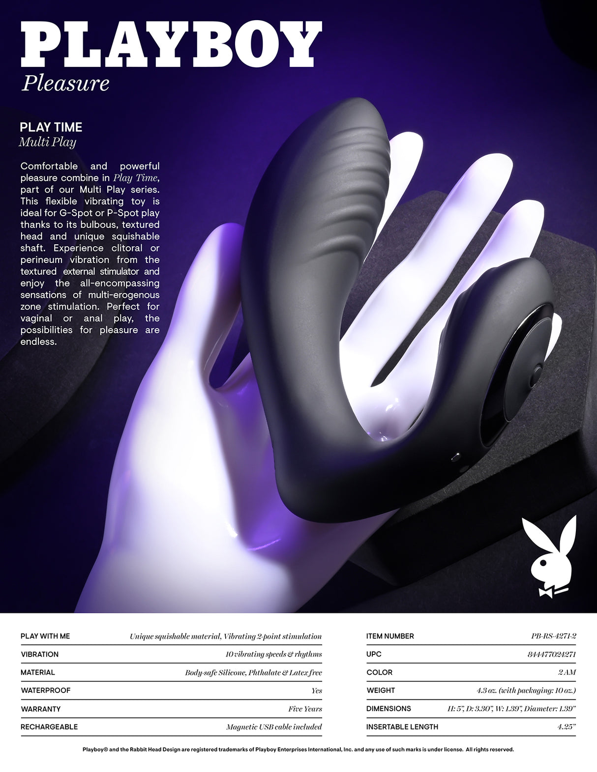 Playboy Pleasure Play Time – Rechargeable Silicone G-Spot Vibrator
