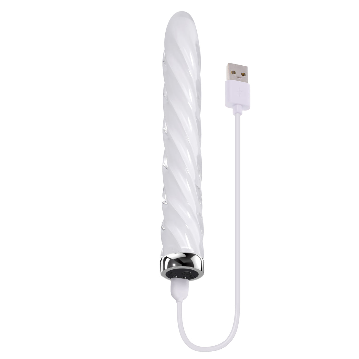 Playboy Pleasure IN A TWIST - White Glass Rechargeable Vibrator - Naughty by Nature Adult Store