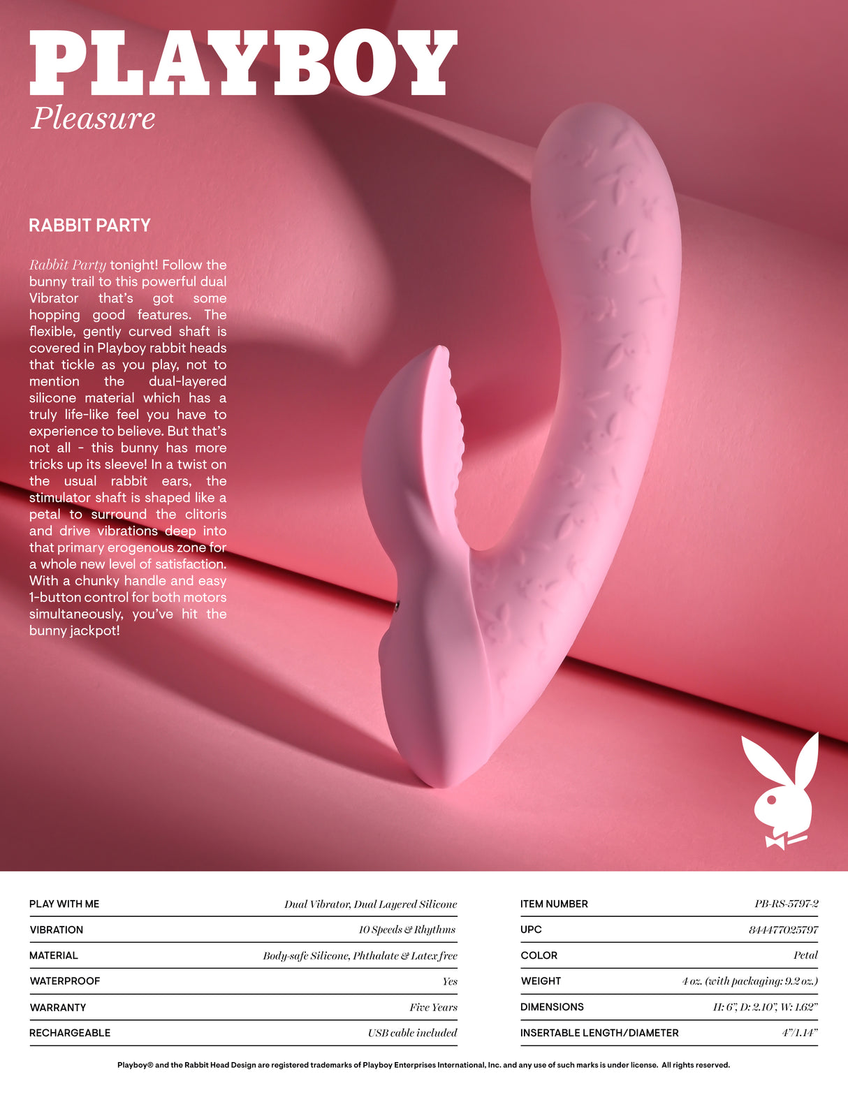 Playboy Pleasure Rabbit Party Rabbit Vibrator