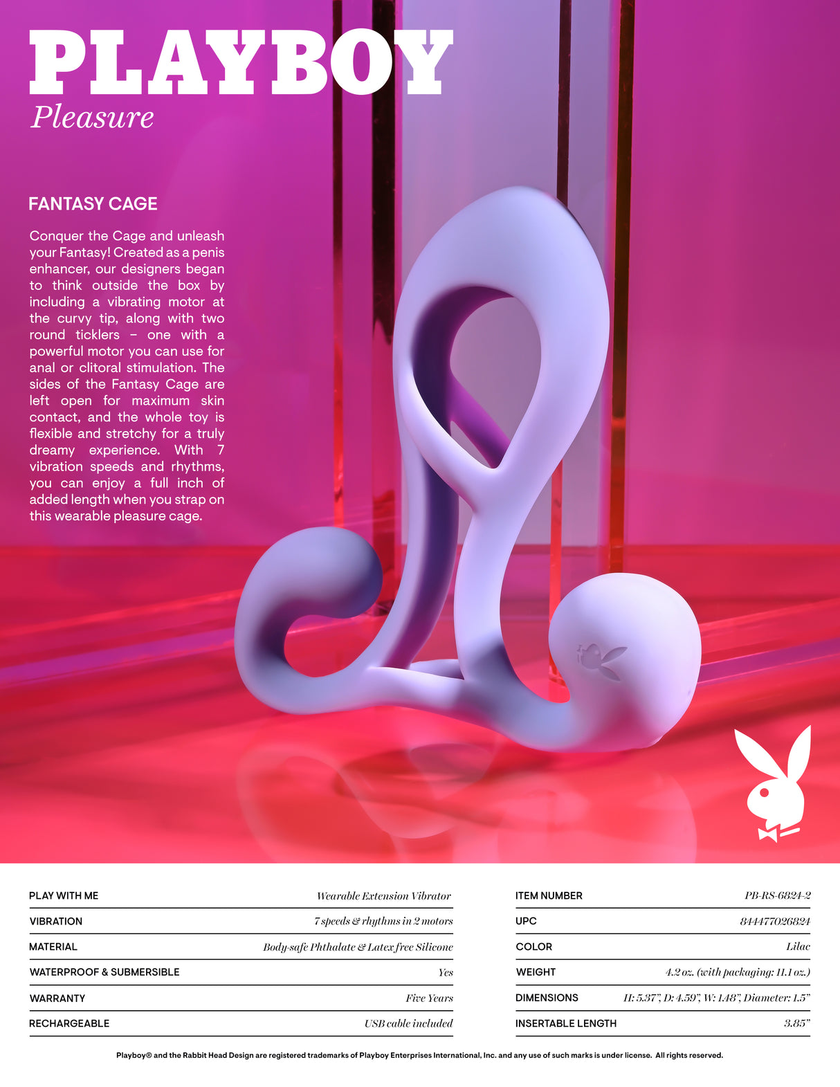 Playboy Pleasure FANTASY CAGE - Vibrating Penis Sleeve