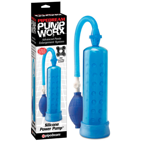 Pump Worx Silicone Power Pump - Blue Penis Pump - Naughty by Nature Adult Store