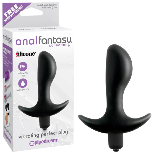 Anal Fantasy Collection Vibrating Perfect Plug - Black 9 cm (3.5'') Vibrating Butt Plug - Naughty by Nature Adult Store