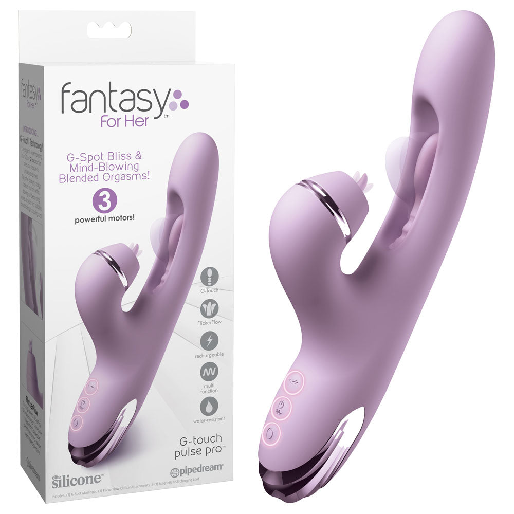 Fantasy For Her G Touch Pulse USB Rechargeable Rabbit Vibrator Purple 23 cm