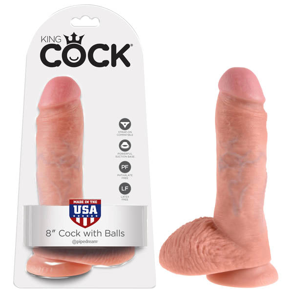 King Cock 8'' Cock With Balls - Flesh 20.3 cm (8'') Dong - Naughty by Nature Adult Store